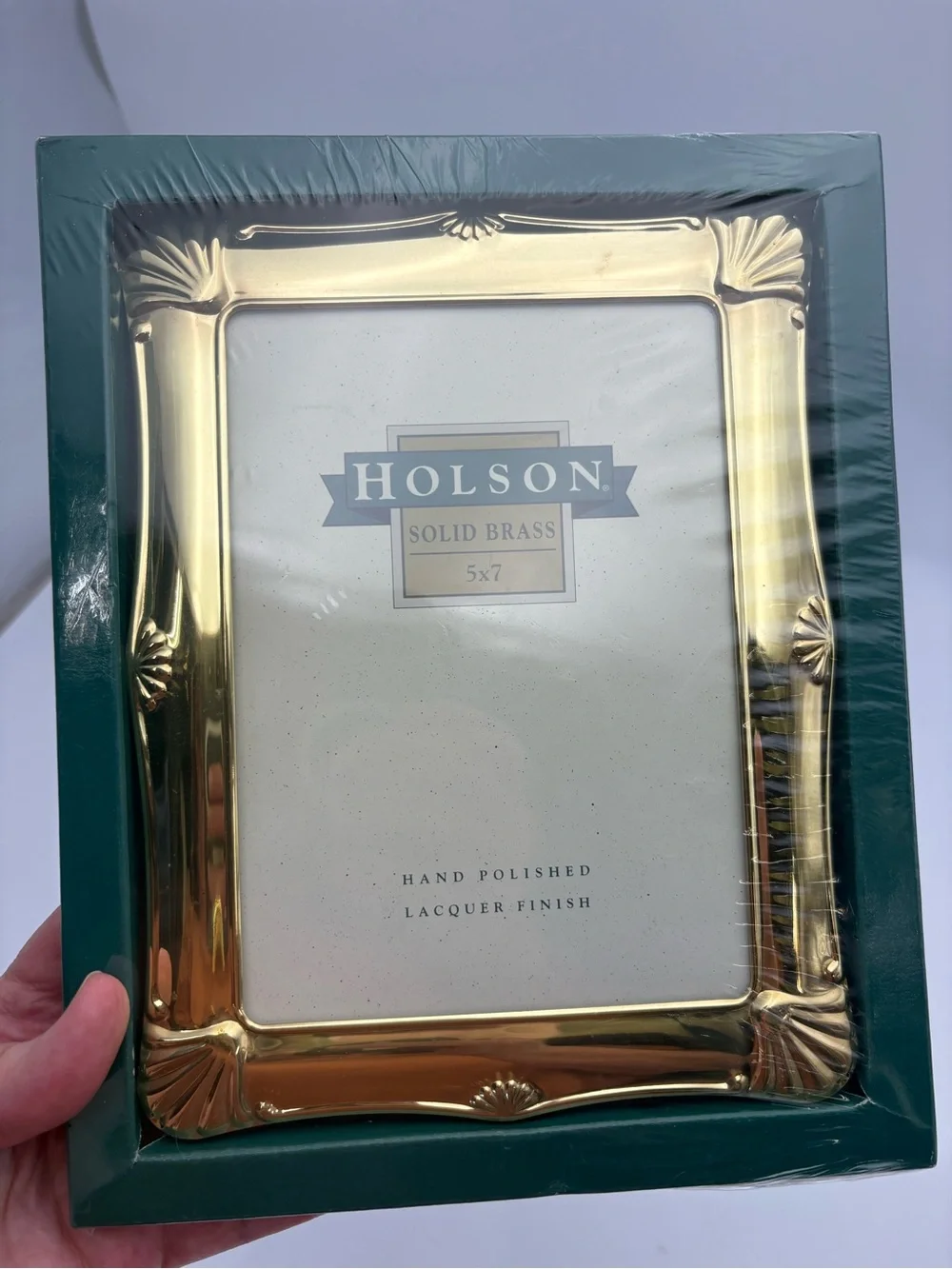 NOS Solid Brass Photo Frame with Shell Detail - 5x7